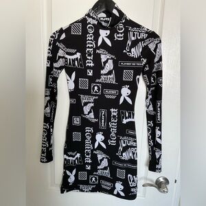 Playboy Black and White Graphic Dress